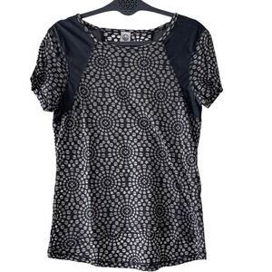 Te Verde Gray Print Yoga Short Sleeve Top Medium